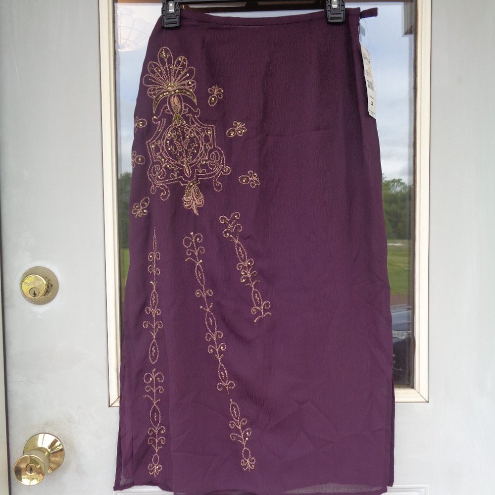 Vintage Y2K skirt w/ slit metallic & sequin accent size 2P - Picture 1 of 14